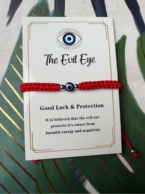 Evil Eye Protection Adjustable Cord Bracelet RED Nazar Good Luck NWT